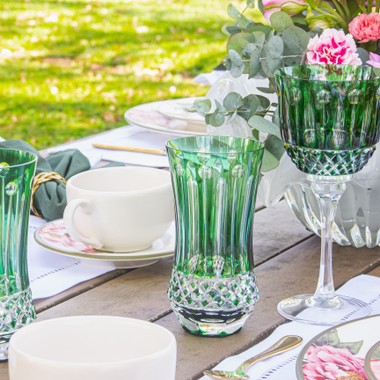 Copo Cristal Lapidado 69 Long Drink Verde Escuro 400ml