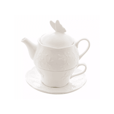 Kit 3 Pcs P/Cha de Porcelana Butterfly Flower