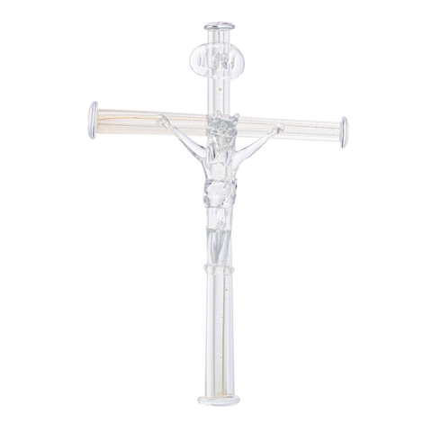 Crucifixo  Murano Cristal com Ouro 24k