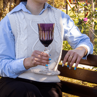 Taça 37 Cristal Lapidado 66 água Ametista 460ml