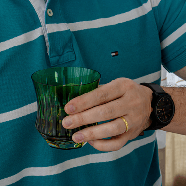 Copo Cristal Lapidado 66 Whisky Verde Escuro 325ml