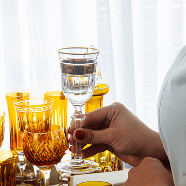 Taça de Cristal Lapidado P/Licor Série Ouro 75ml