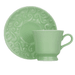 Xicara e Pires de Porcelana Helena Verde Menta