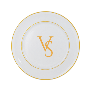 Kit 6 Pratos Sobremesa de Porcelana Iniciais Personalizadas Dourado