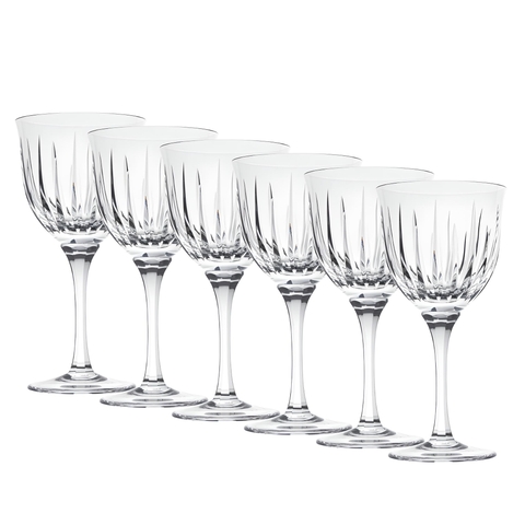 Kit 6 Taças de Cristal Lapidado 66 P/Agua Incolor