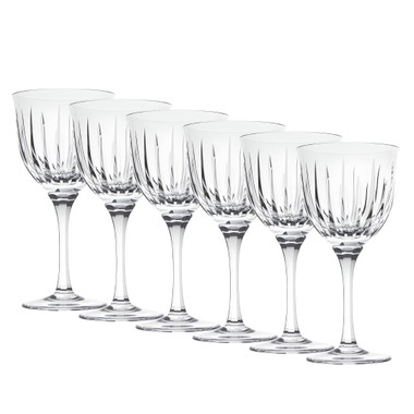 Kit 6 Taças de Cristal Lapidado 66 P/Vinho Tinto Incolor