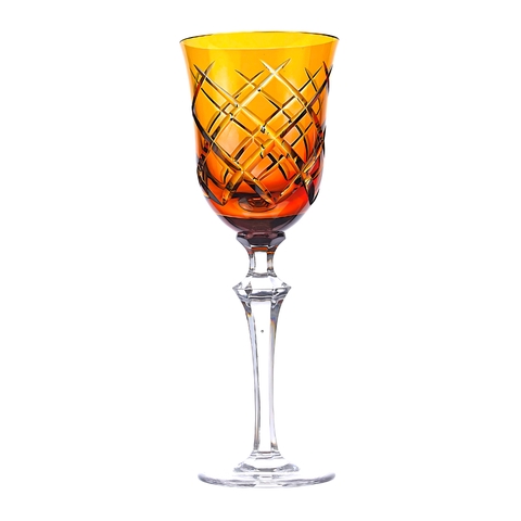 Taça Cristal Lapidado 33 P/Vinho Tinto Amarelo 340ml