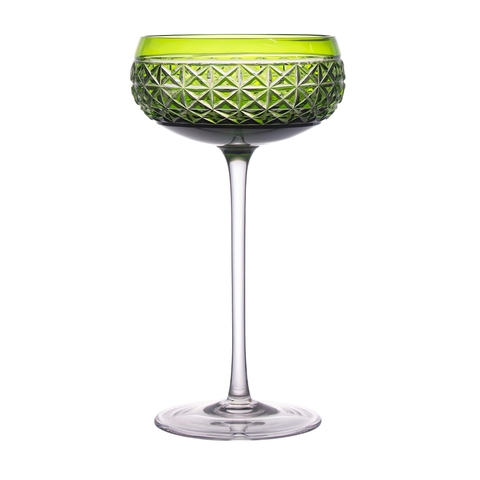 Taça de Cristal Lapidado Coupe 04 - 200ml Verde Claro