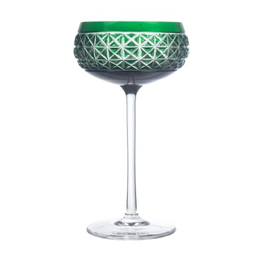 Taça de Cristal Lapidado Coupe 04 - 200ml Verde Escuro