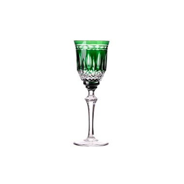 Taça Cristal Lapidado 68 Licor Verde Escuro 80ml