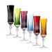 Kit 6 Taças de Cristal Lapidado 66 P/Champagne Coloridas