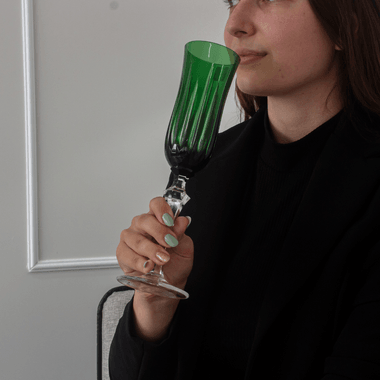 Taça Cristal Lapidado 66 Champagne Verde Escuro Mozart 240ml