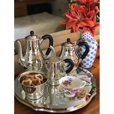 Bule de Chá de Prata C/Alca de Madeira e Cordão Croise St James