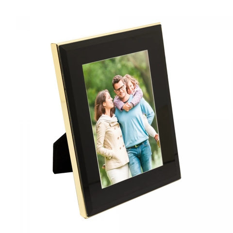 Porta Retrato Aço Inox com Vidro Preto 15x10cm