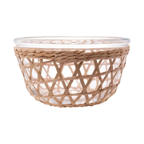 Bowl de Vidro e Fibra Natural Redondo