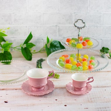 Prato Duplo de Cristal P/Doces Pearl