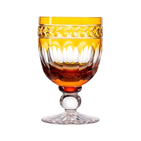Taça Cristal Lapidado P/água Laranjeiras Mozart 450ml Amarelo