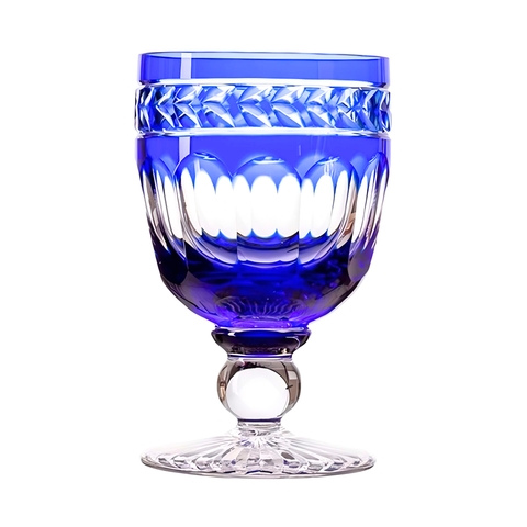Taça Cristal Lapidado P/água Laranjeiras Mozart 450ml Azul Escuro
