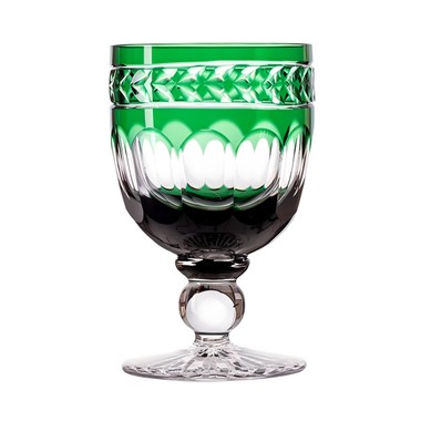 Taça Cristal Lapidado P/água Laranjeiras Mozart 450ml Verde Escuro