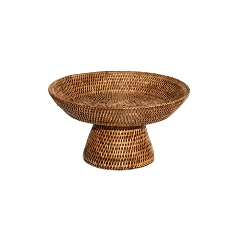 Cesta Rattan de Frutas com Pé