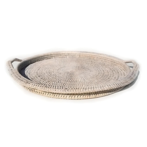 Bandeja Rattan Branca para Queijo com Vidro