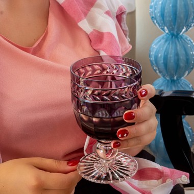 Taça Cristal Lapidado P/água Laranjeiras Mozart 450ml Ametista