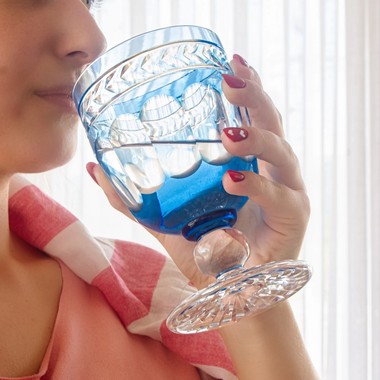 Taça Cristal Lapidado P/água Laranjeiras Mozart 450ml Azul Claro