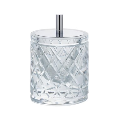 Porta Cotonete Murano Lush Cristal e Prata