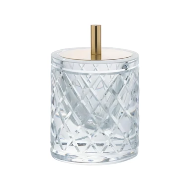 Porta Cotonete Murano Lush Cristal e Dourado