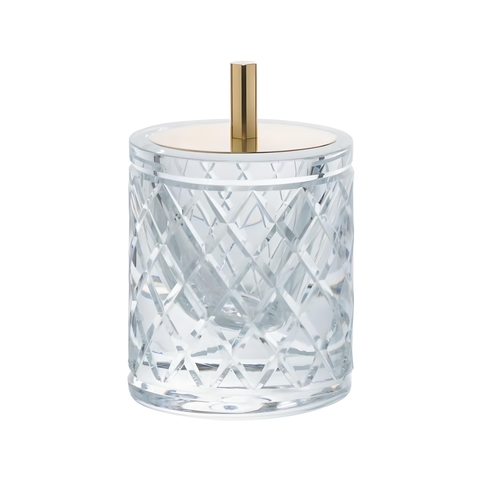 Porta Cotonete Murano Lush Cristal e Dourado