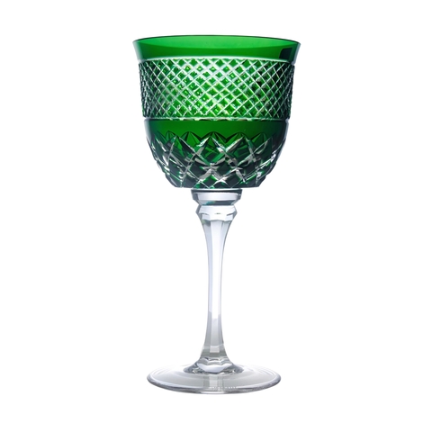 Taça Cristal Lapidado 78 P/Vinho Tinto Verde Escuro