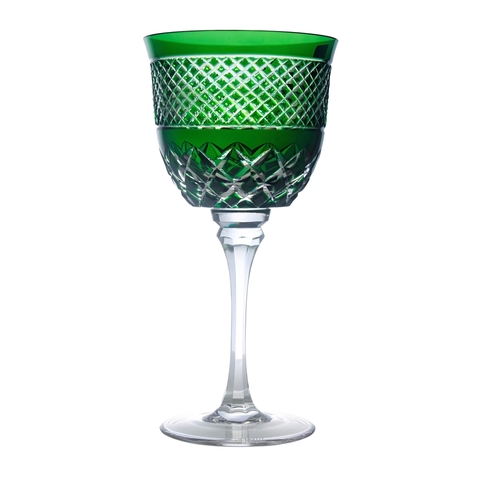 Taça Cristal Lapidado 78 P/água Verde Escuro