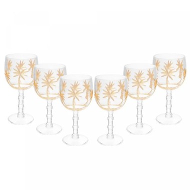 Kit 6 Taças de Acrílico Palm Gold 500ml
