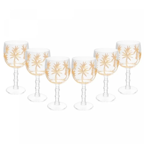 Kit 6 Taças de Acrílico Palm Gold 500ml