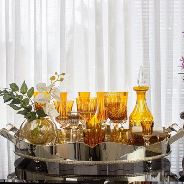 Bandeja Prata Grande Coração C/Cordão e Fundo Madeira St James