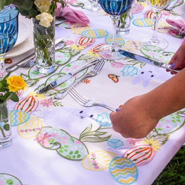 Jogo Americano Avulso Retangular Bordado Easter Garden