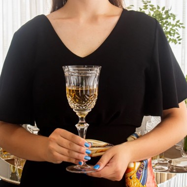 Taça Cristal Lapidado 68 P/Agua Incolor Mozart 350ml