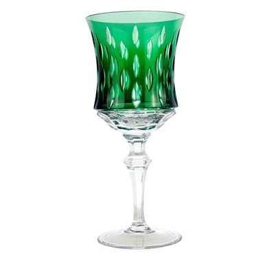 Taça de Cristal Lapidado 71 P/água Verde Escuro