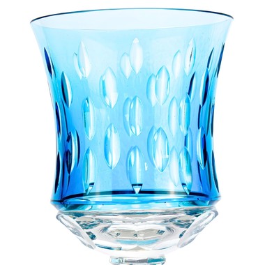 Taça de Cristal Lapidado 71 P/água Azul Claro