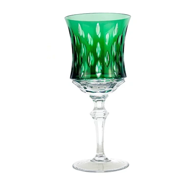 Taça de Cristal Lapidado 71 P/Vinho Tinto Verde Escuro