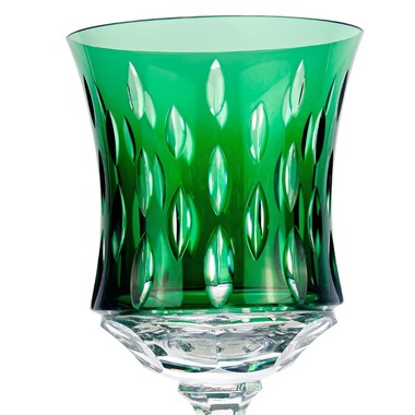 Taça de Cristal Lapidado 71 P/Vinho Tinto Verde Escuro