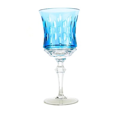 Taça de Cristal Lapidado 71 P/Vinho Tinto Azul Claro