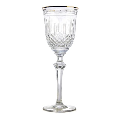 Taça de Cristal Lapidado 68 P/água C/Borda em Ouro 24k