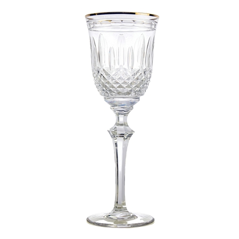 Taça de Cristal Lapidado 68 P/água C/Borda em Ouro 24k