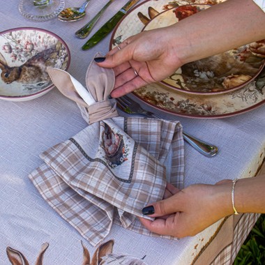 Kit 2 Guardanapos e Argolas Cesta Páscoa