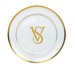 Kit 6 Pratos Rasos de Porcelana Monograma Centro Personalizadas Ouro 24k