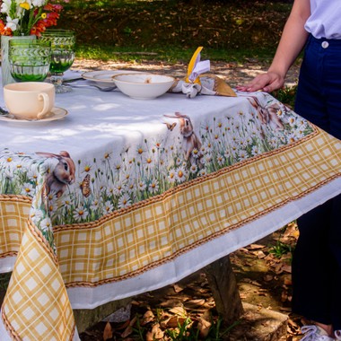 Toalha de Mesa Retangular 8 Lugares Jardim Páscoa
