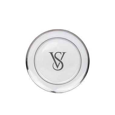 Kit 6 Pratos Sobremesa de Porcelana Monograma Personalizadas Prata