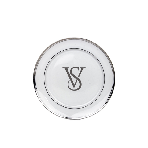 Kit 6 Pratos Sobremesa de Porcelana Monograma Personalizadas Prata