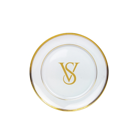 Kit 6 Pratos Sobremesa de Porcelana Monograma Personalizadas Ouro 24k